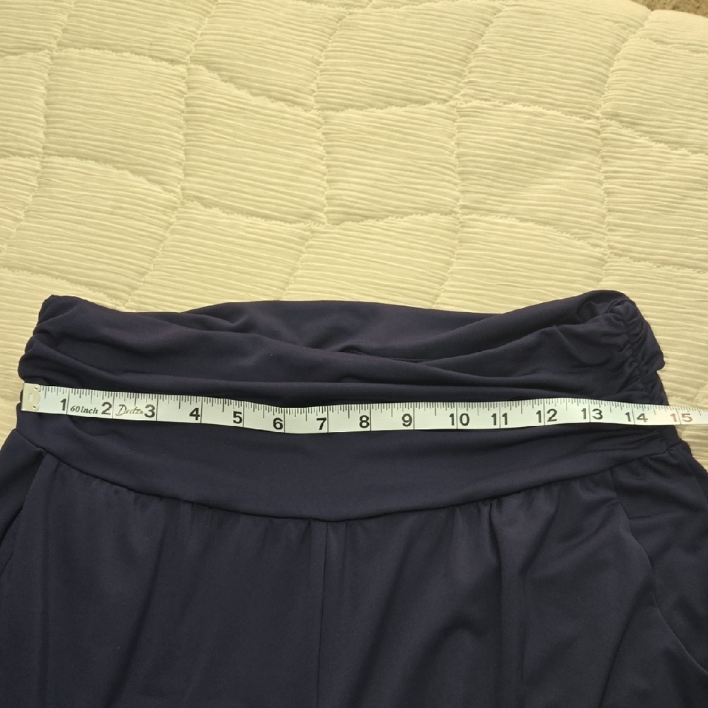 Wide Leg Flowing Palazzo Pants - Navy - Picture 5 of 8